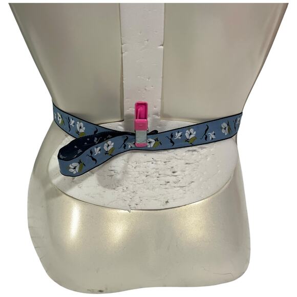 Blue Floral Print Belt Made in Bahrain Size 16 Vintage Fabric Tie - Picture 7 of 10